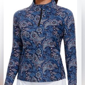 Sapphire blue paisley golf pullover. Size Large. Like NEW!